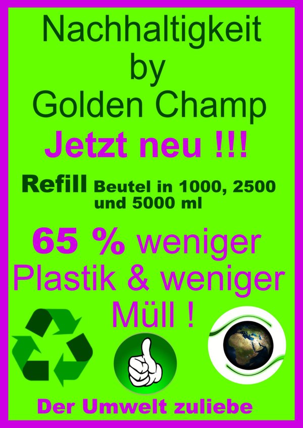Neu !! Golden Champ Refill Beutel (Nachfüllbeutel) Schweif & Mähnen Elixier 500 ml bis 5000 ml