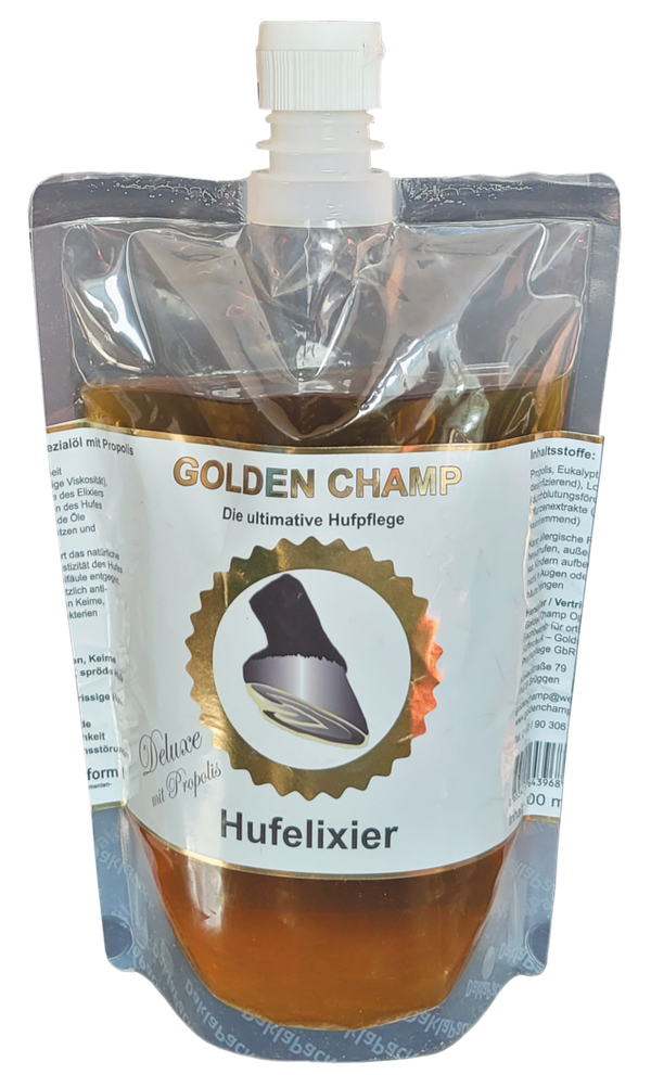 Neu !! Refill-Beutel zum Nachfüllen, Golden Champ HUFELIXIER  Deluxe mit Propolis 1000 ml