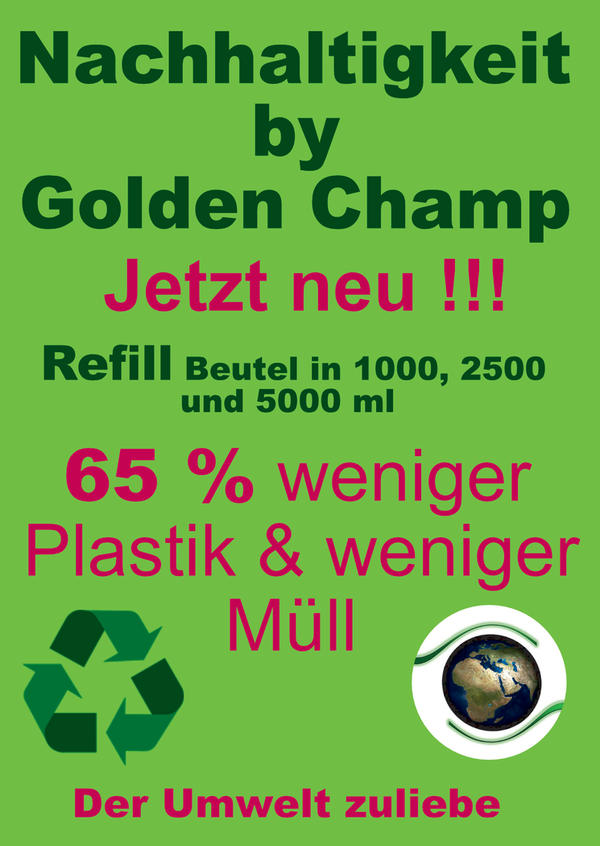 Neu !! Refill-Beutel zum Nachfüllen, Golden Champ HUFELIXIER  Deluxe mit Propolis 500 ml bis 2500 ml